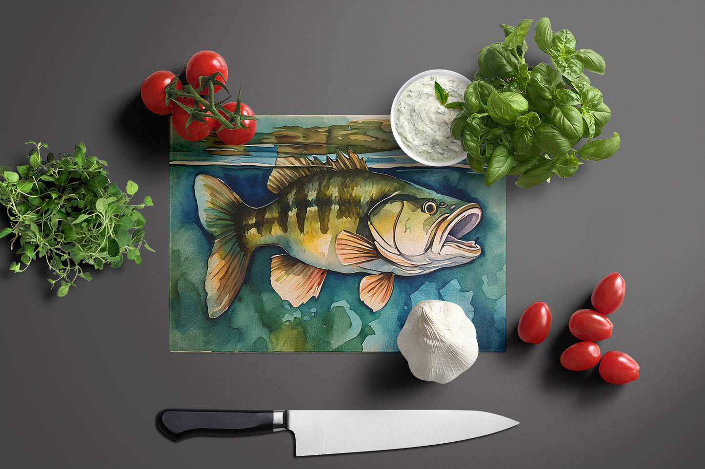 Smallmouth Bass Glass Cutting Board