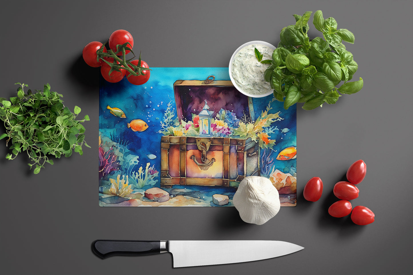 Treasure Chest Glass Cutting Board