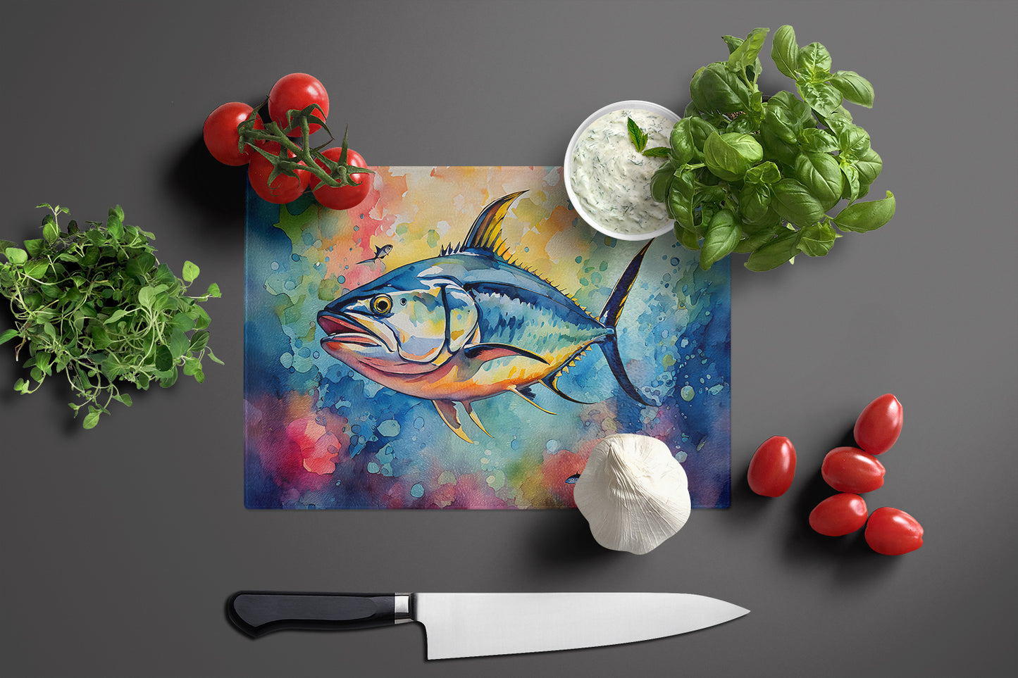 Yellowfin Tuna Glass Cutting Board