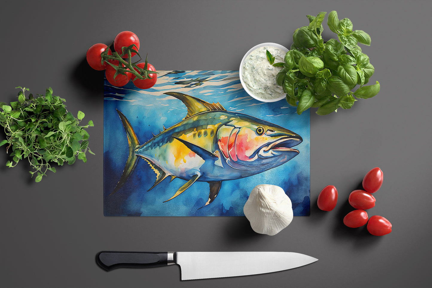 Yellowfin Tuna Glass Cutting Board