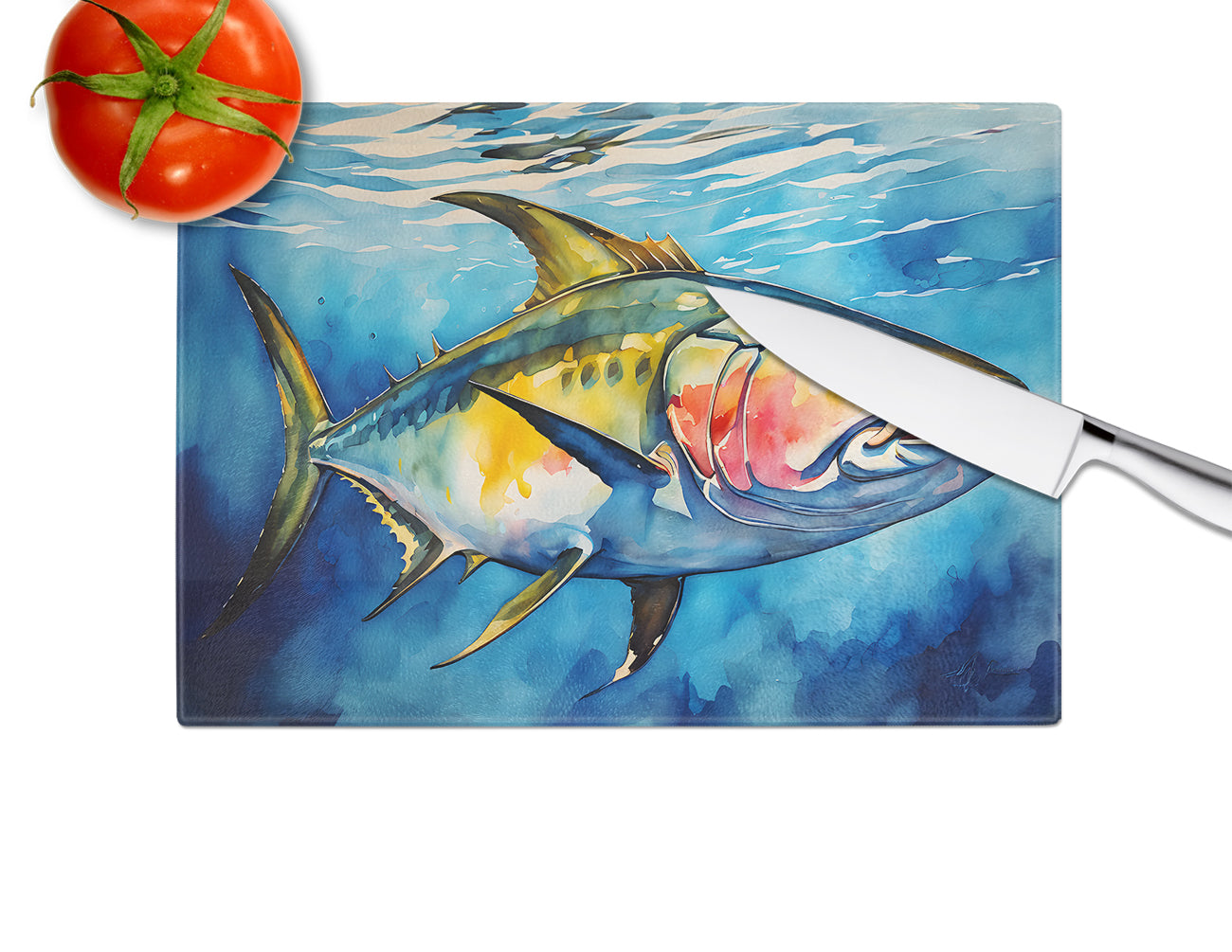 Yellowfin Tuna Glass Cutting Board