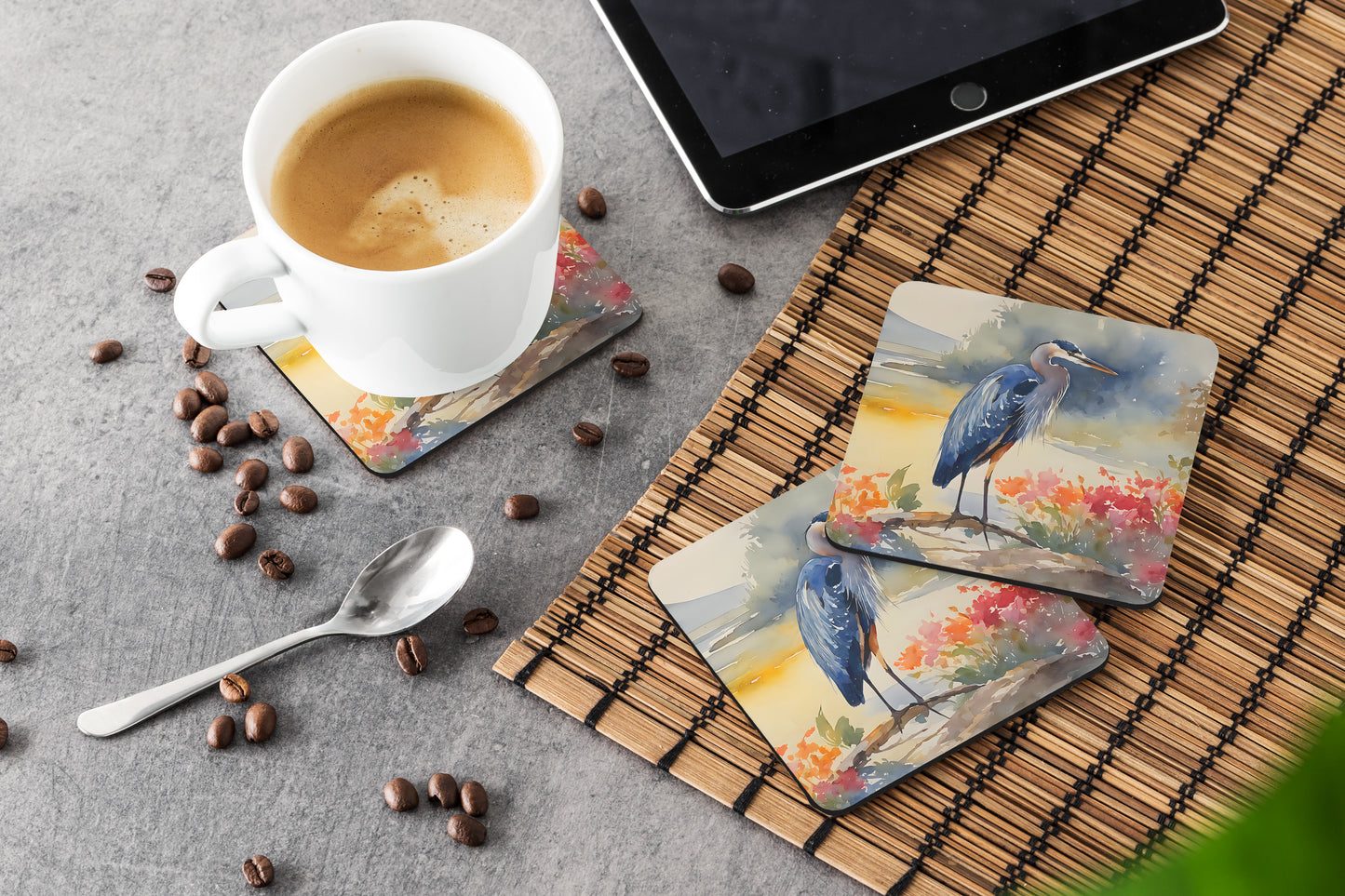 Blue Heron Foam Coasters