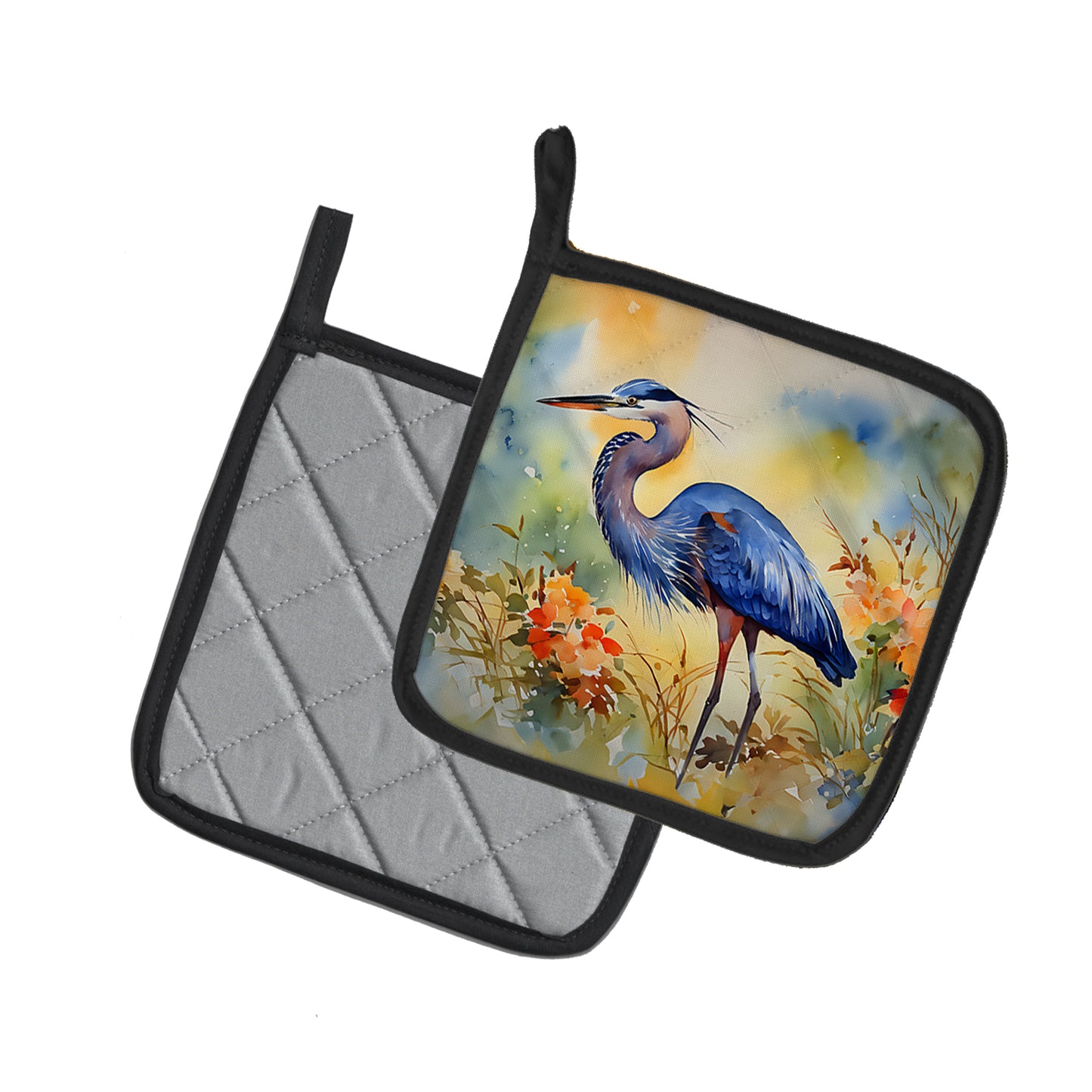 Blue Heron Pair of Pot Holders