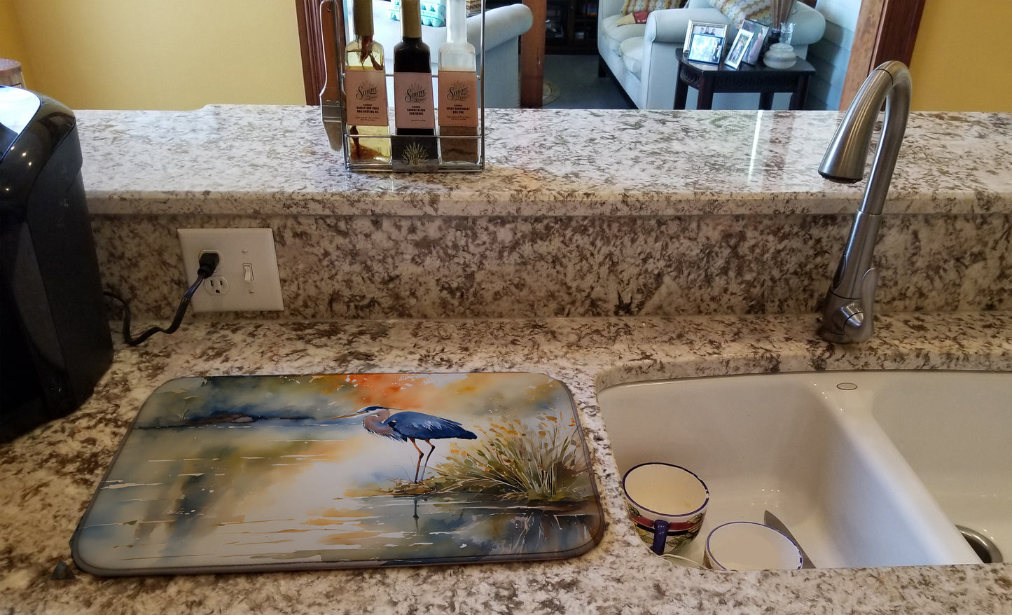 Blue Heron Dish Drying Mat