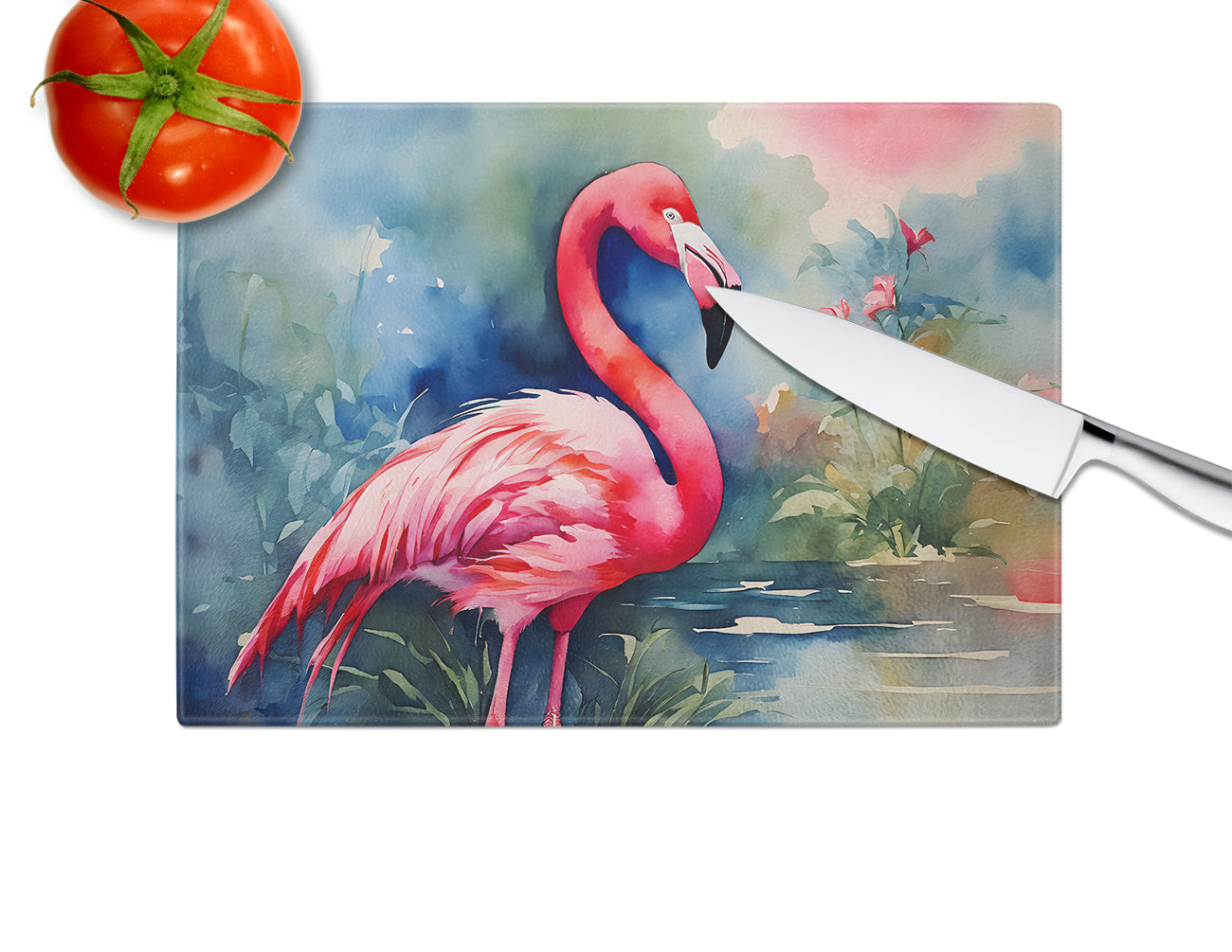 Flamingo Glass Cutting Board