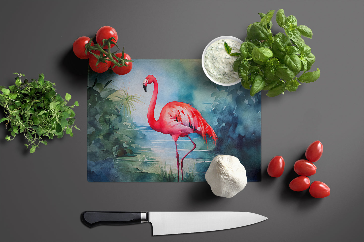 Flamingo Glass Cutting Board