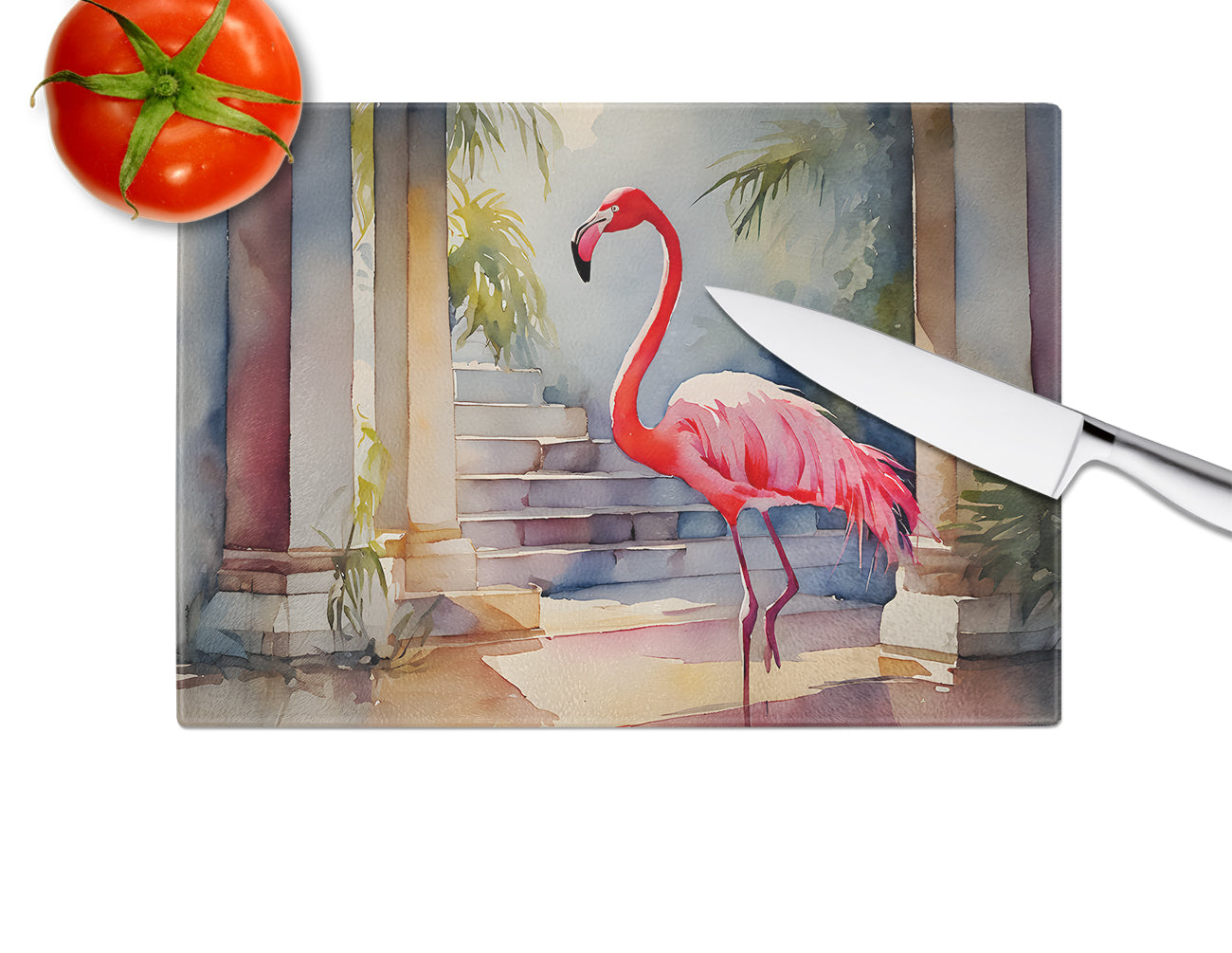 Flamingo Glass Cutting Board