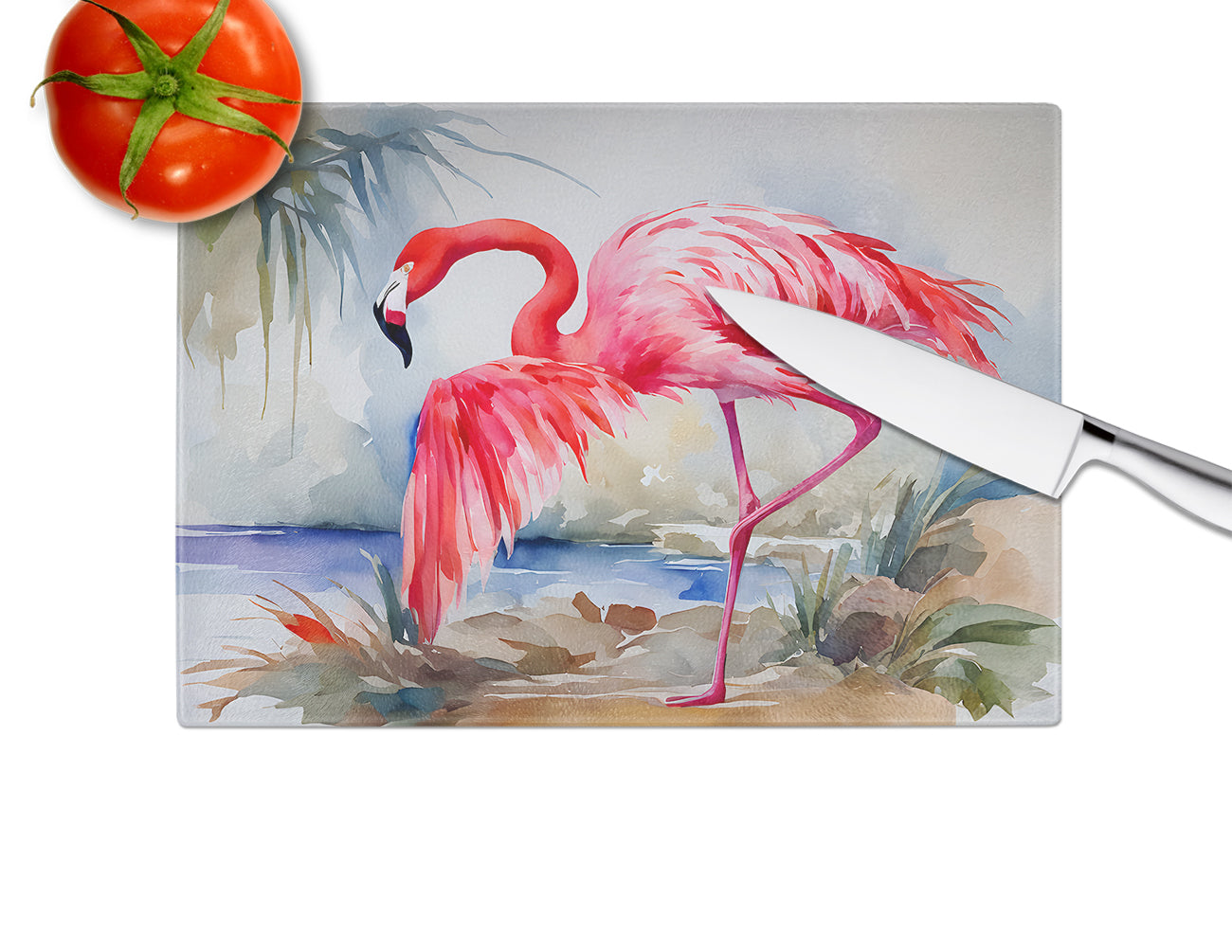 Flamingo Glass Cutting Board