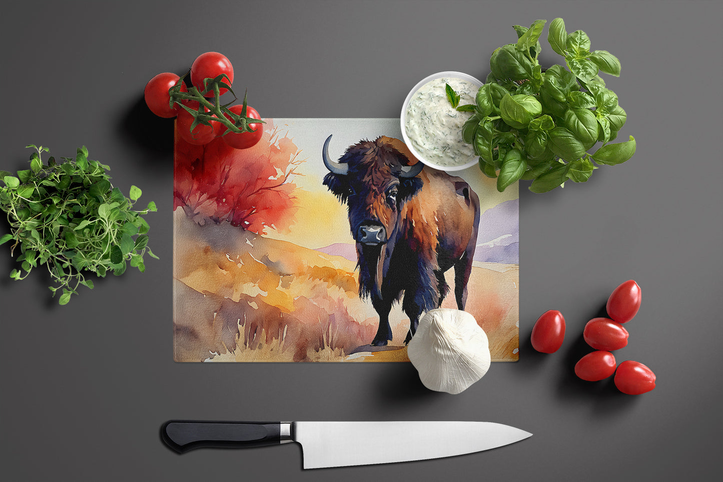 American Bison Glass Cutting Board