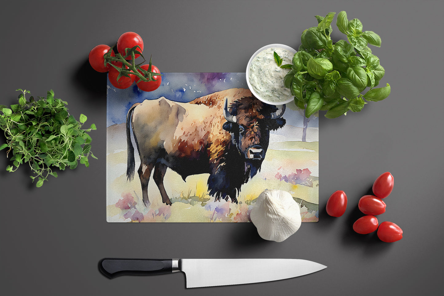 American Bison Glass Cutting Board