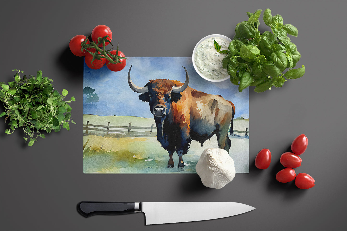 American Bison Glass Cutting Board