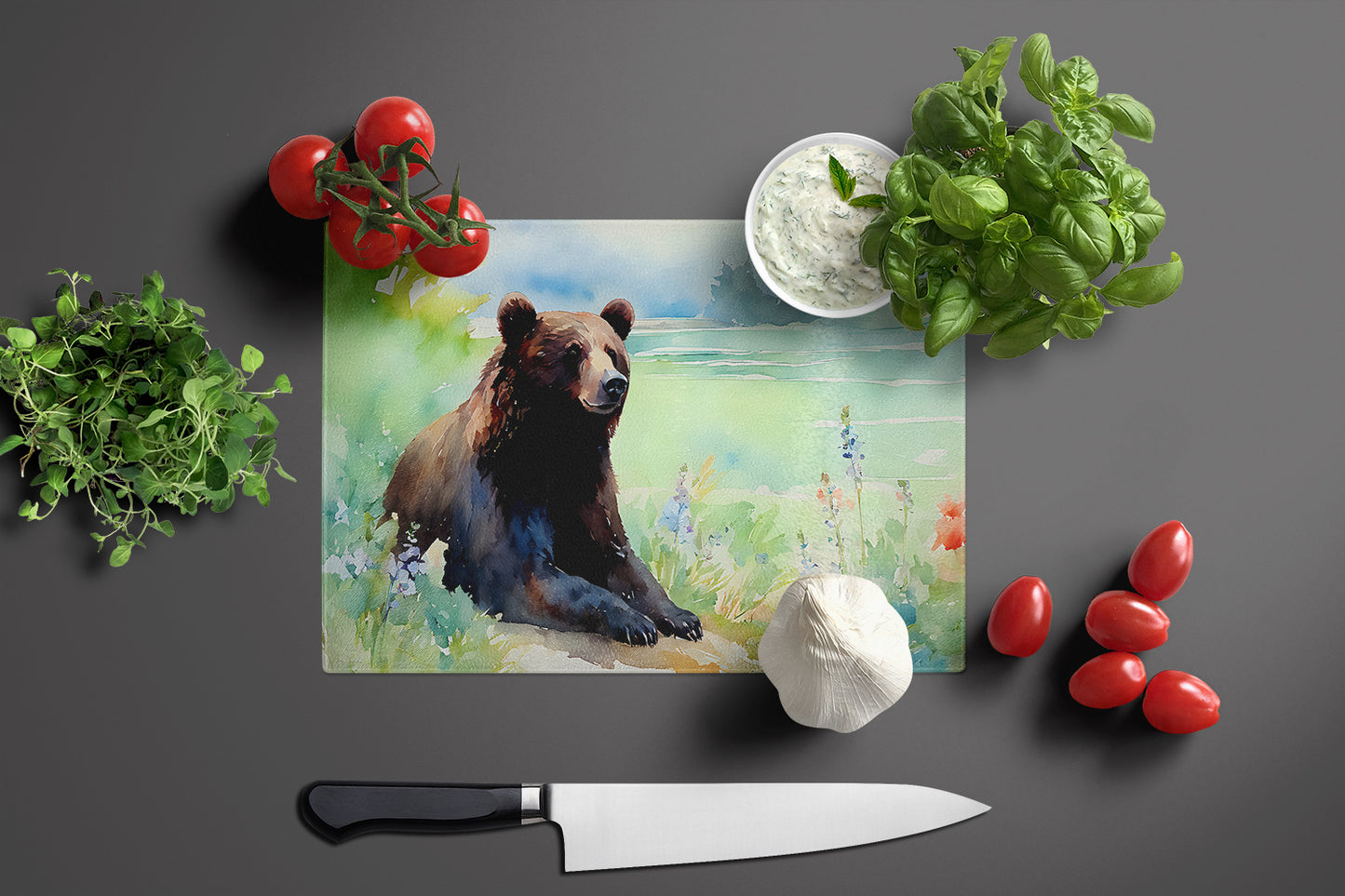 American Black Bear Glass Cutting Board