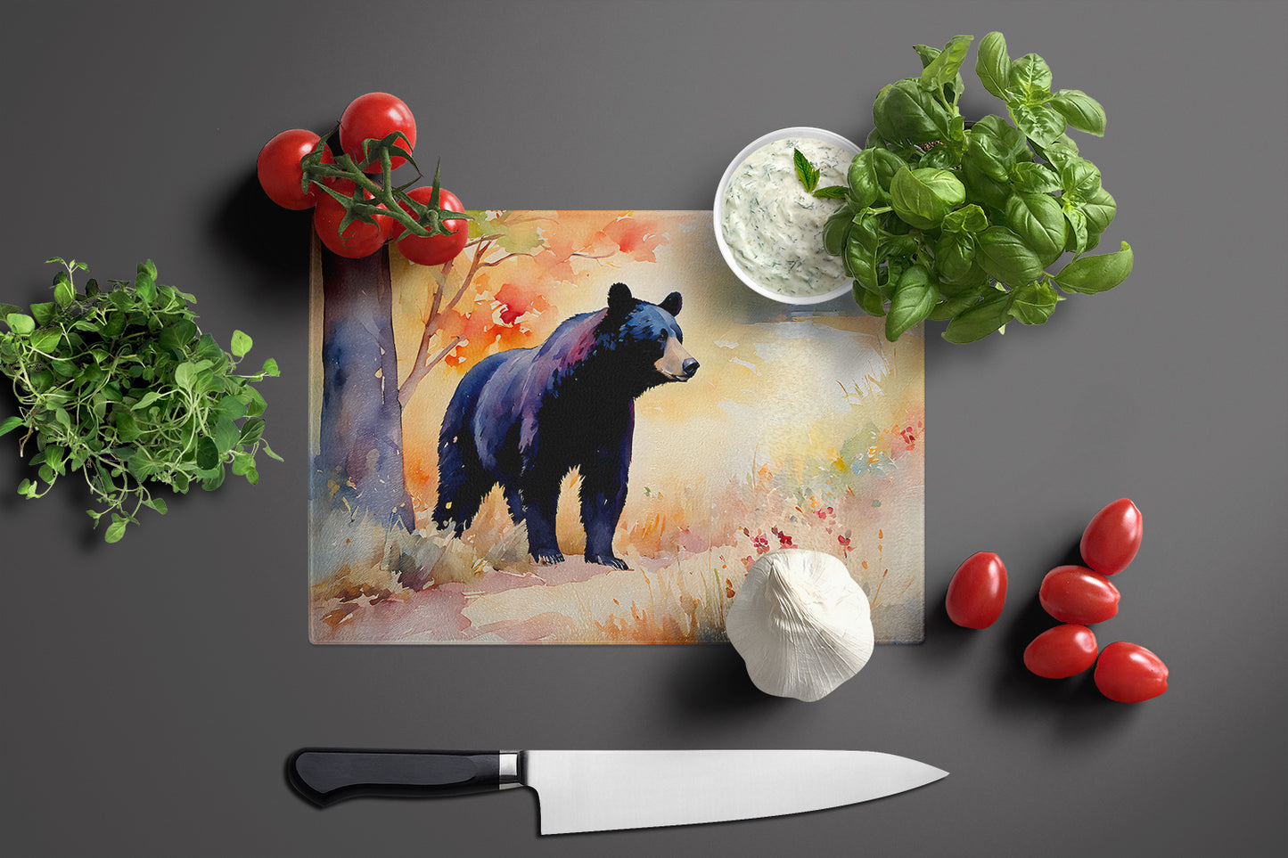 American Black Bear Glass Cutting Board