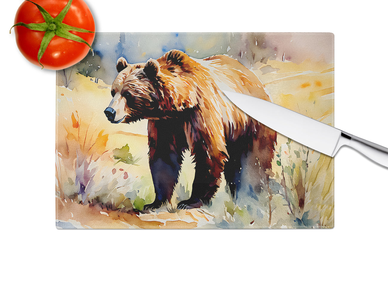 Grizzly Bear Glass Cutting Board