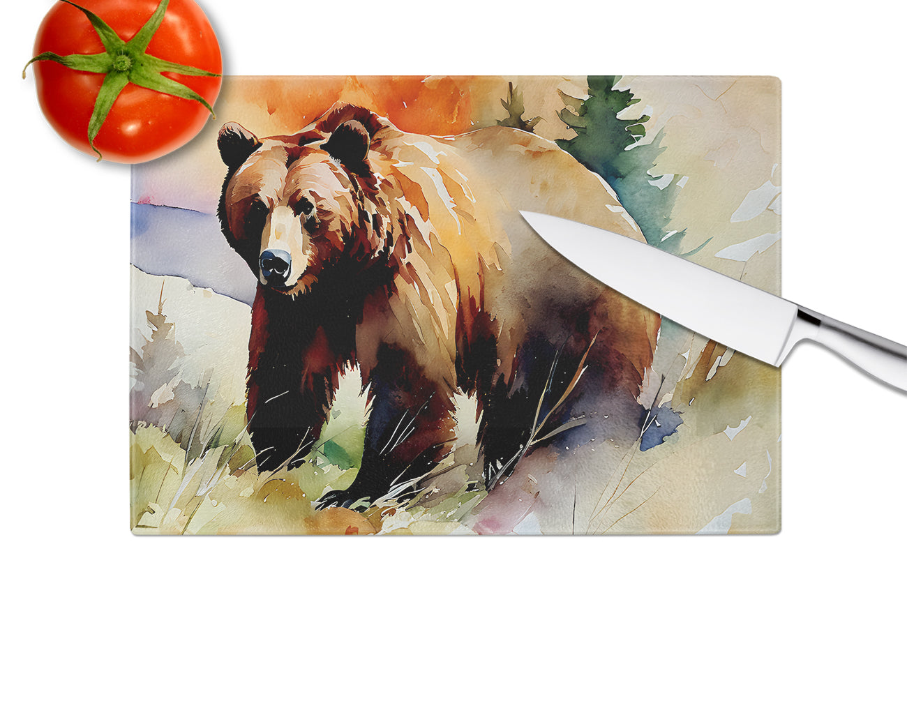 Grizzly Bear Glass Cutting Board