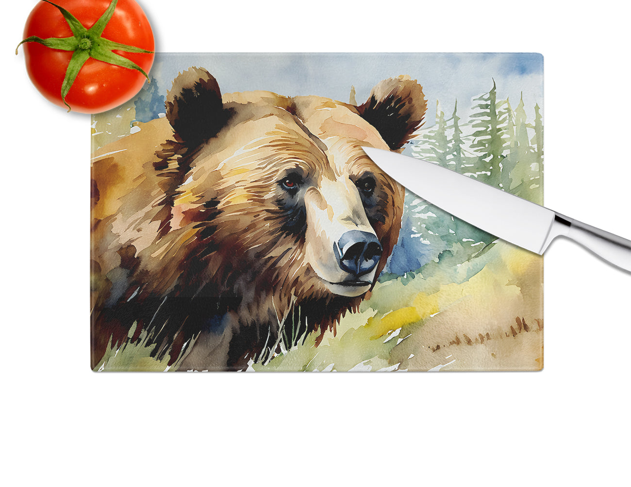 Grizzly Bear Glass Cutting Board