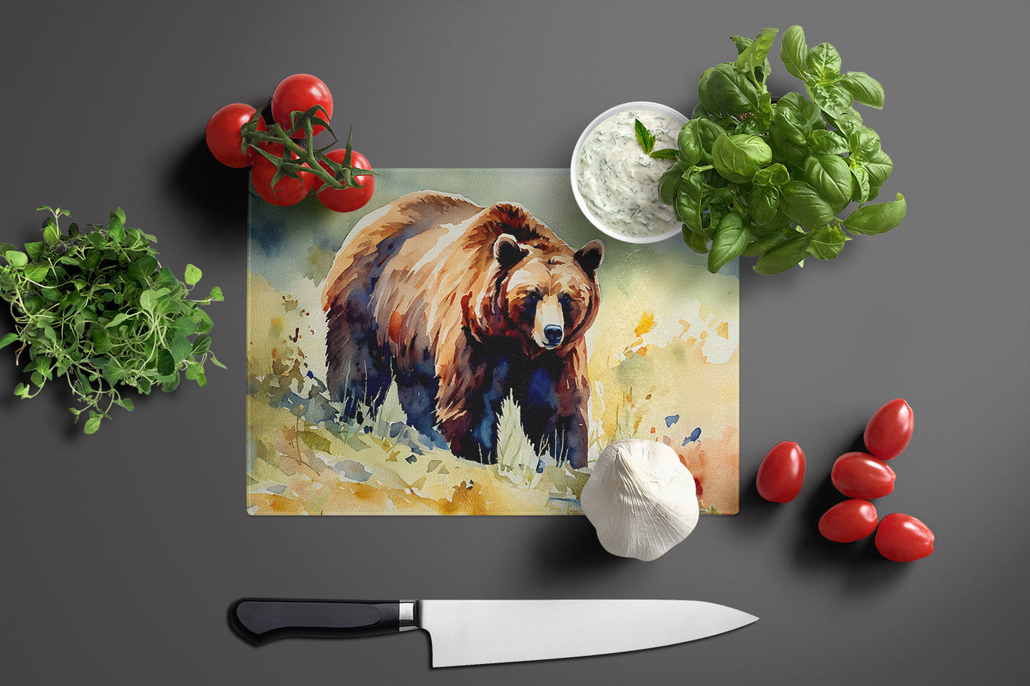 Grizzly Bear Glass Cutting Board