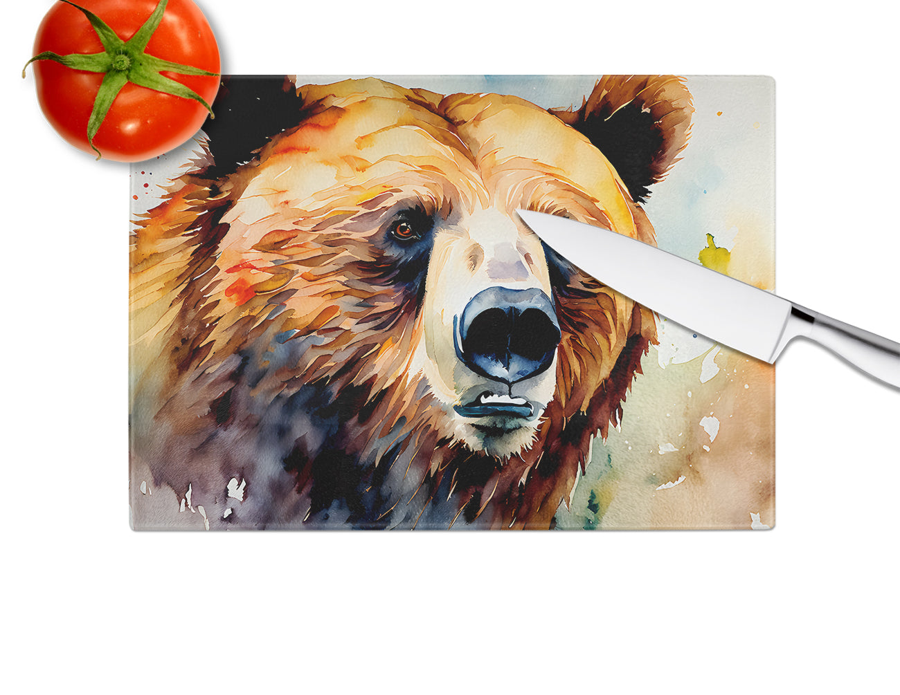 Grizzly Bear Glass Cutting Board