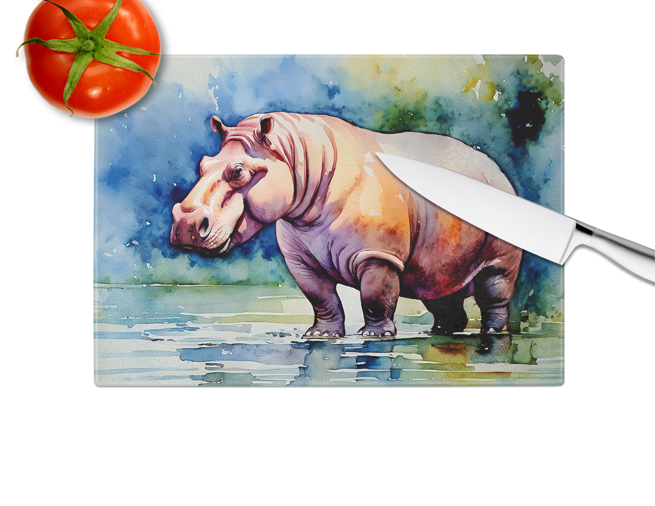 Hippopotamus Glass Cutting Board