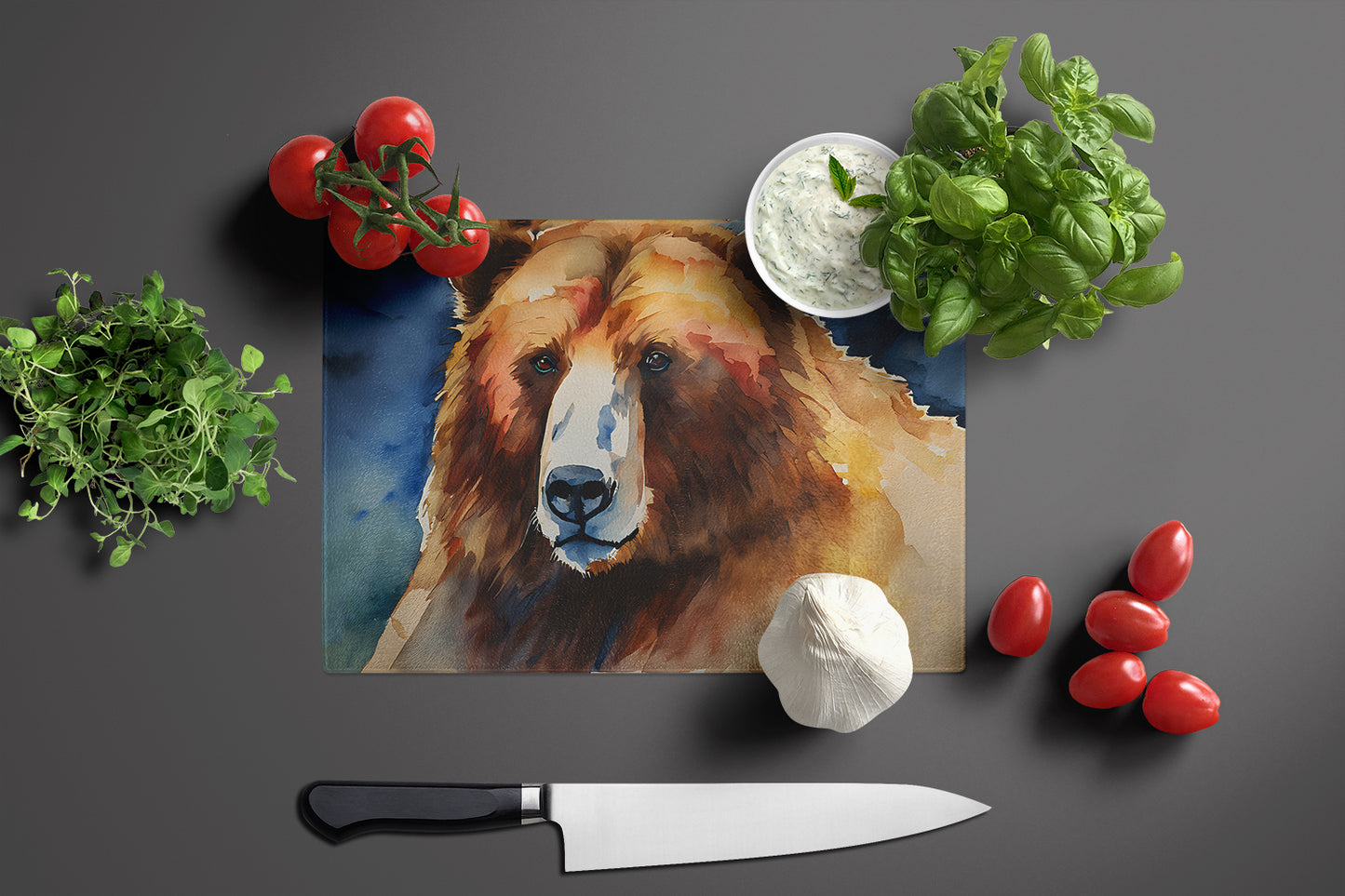 Kodiak Bear Glass Cutting Board