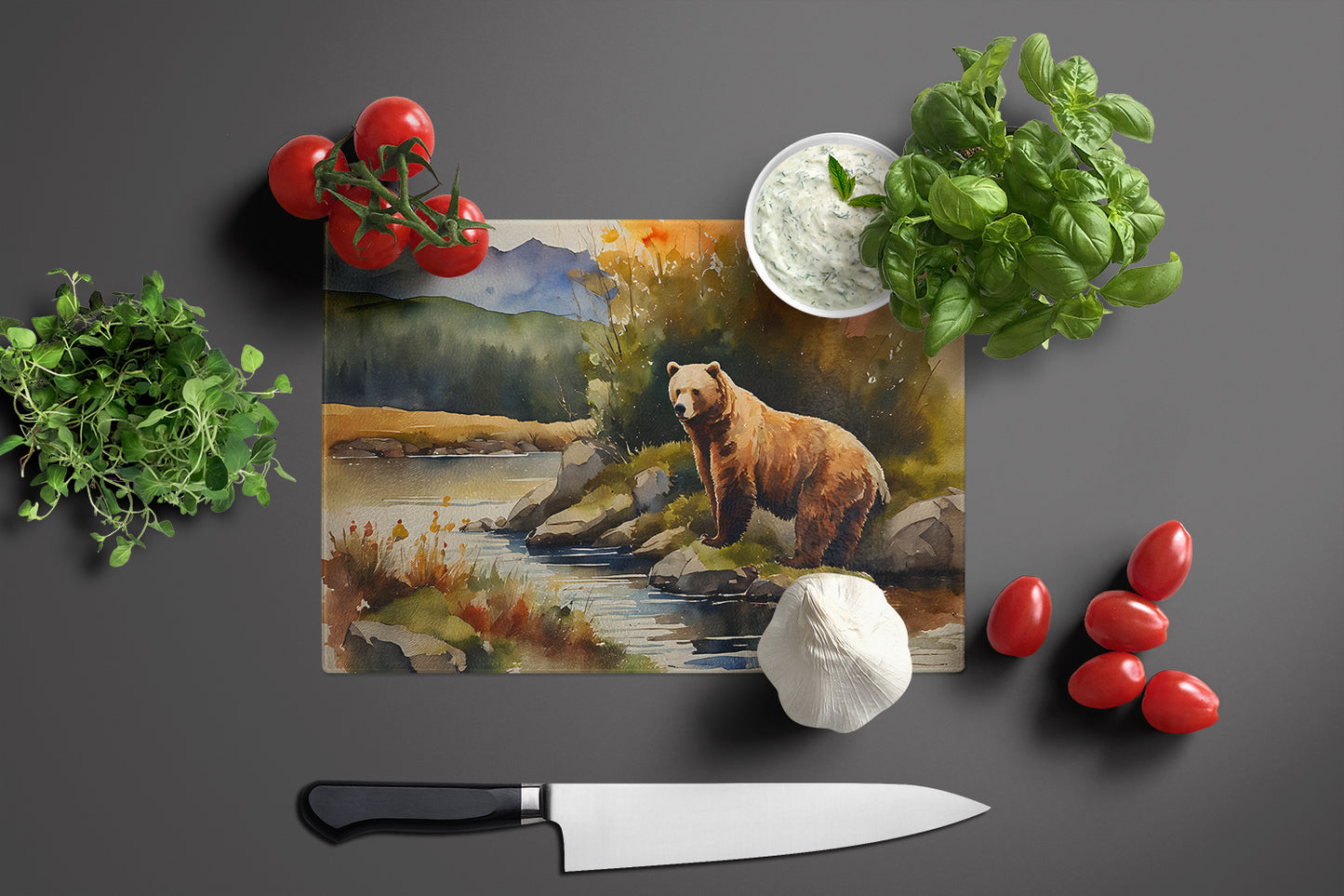 Kodiak Bear Glass Cutting Board