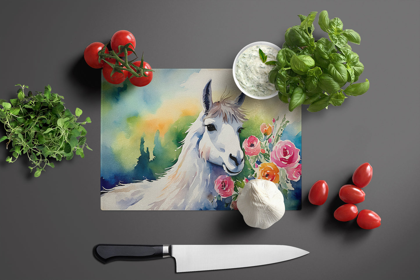 Llama Glass Cutting Board