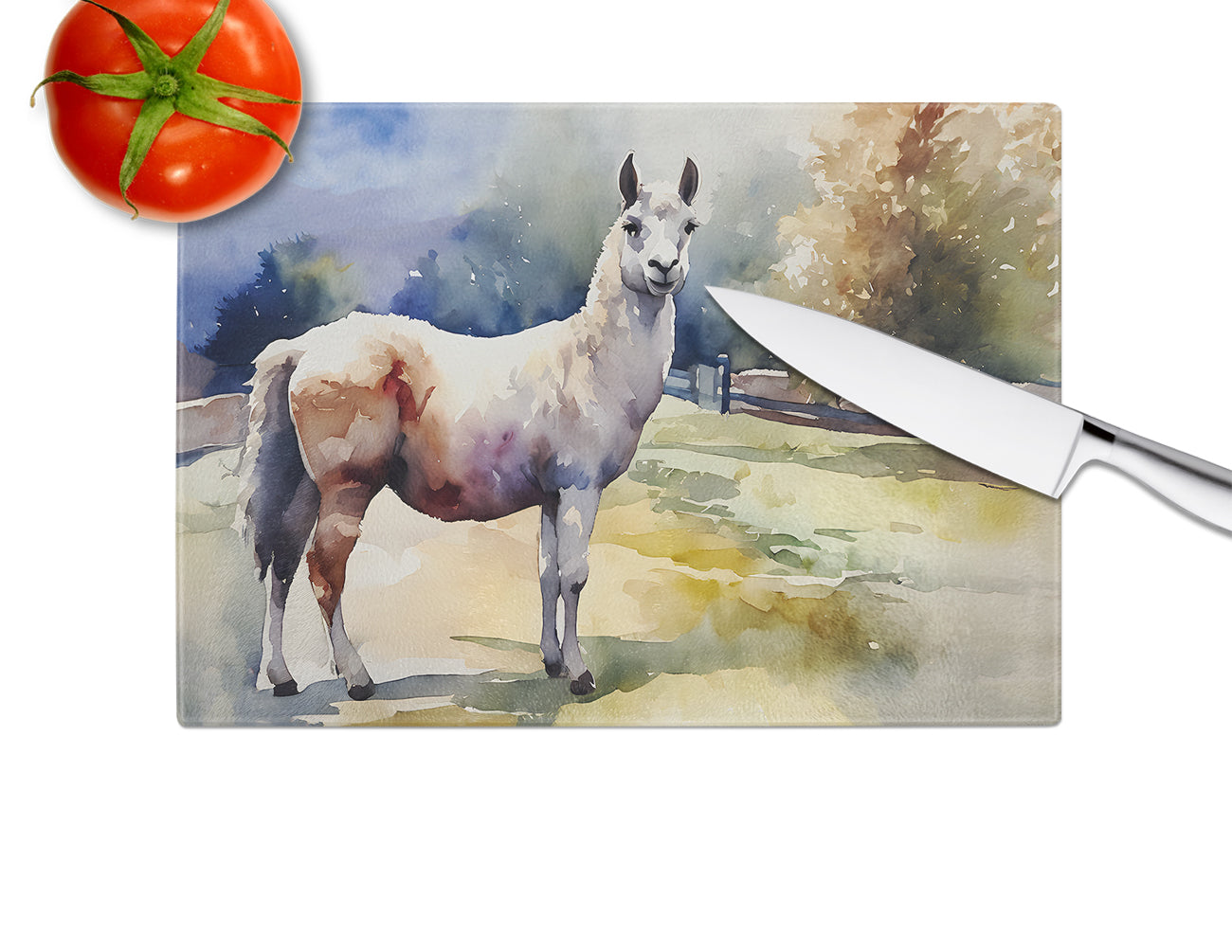 Llama Glass Cutting Board