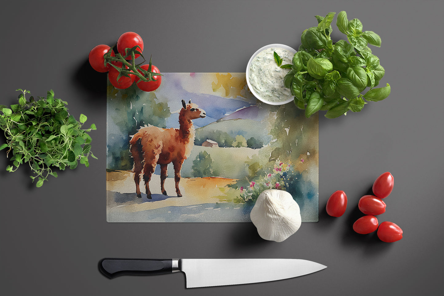 Llama Glass Cutting Board