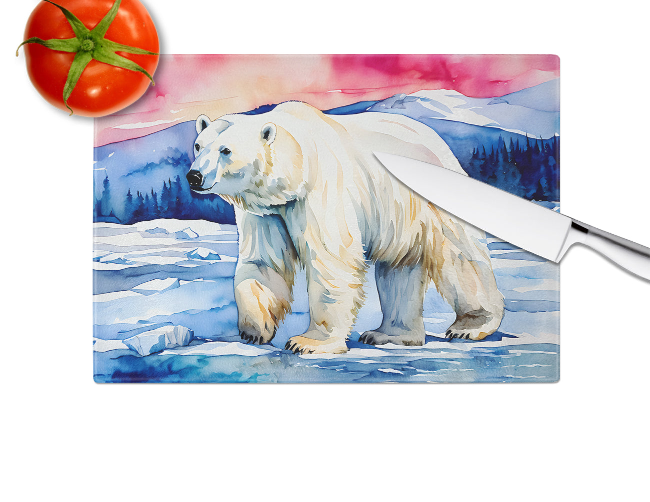 Polar Bear Glass Cutting Board