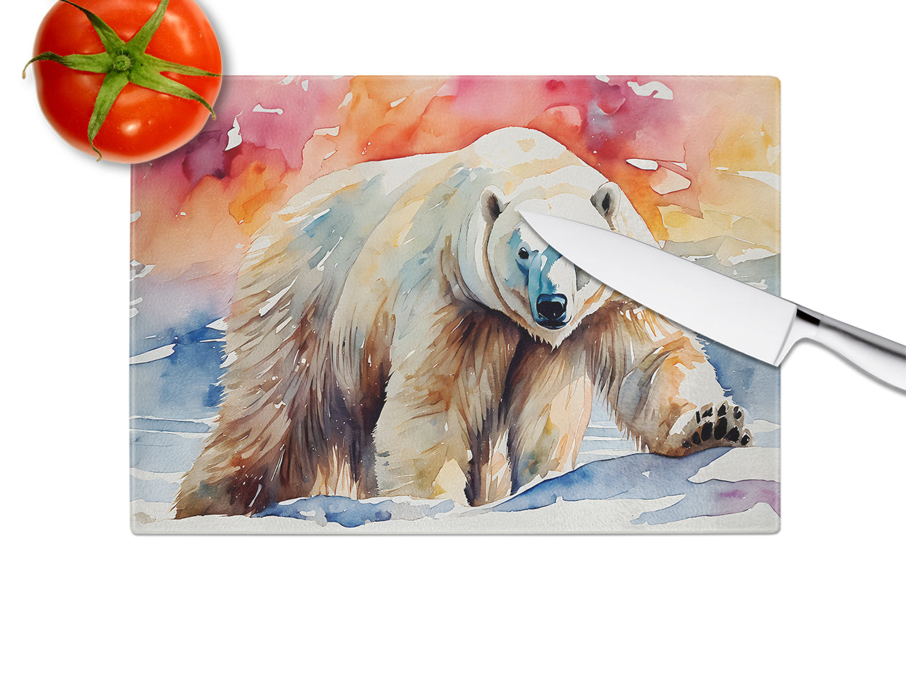 Polar Bear Glass Cutting Board