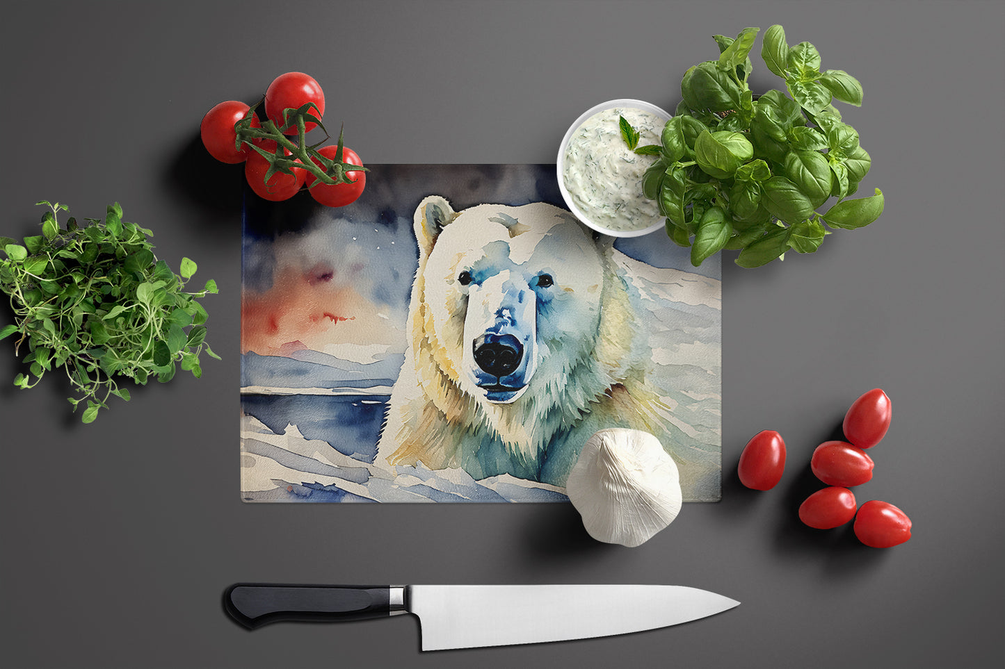 Polar Bear Glass Cutting Board