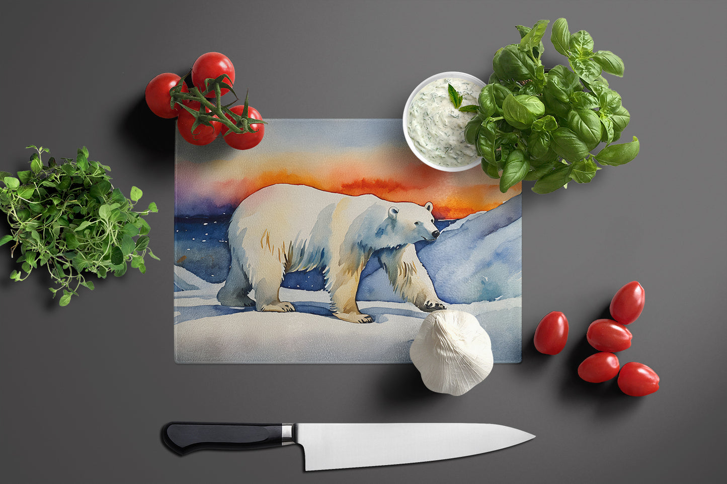 Polar Bear Glass Cutting Board