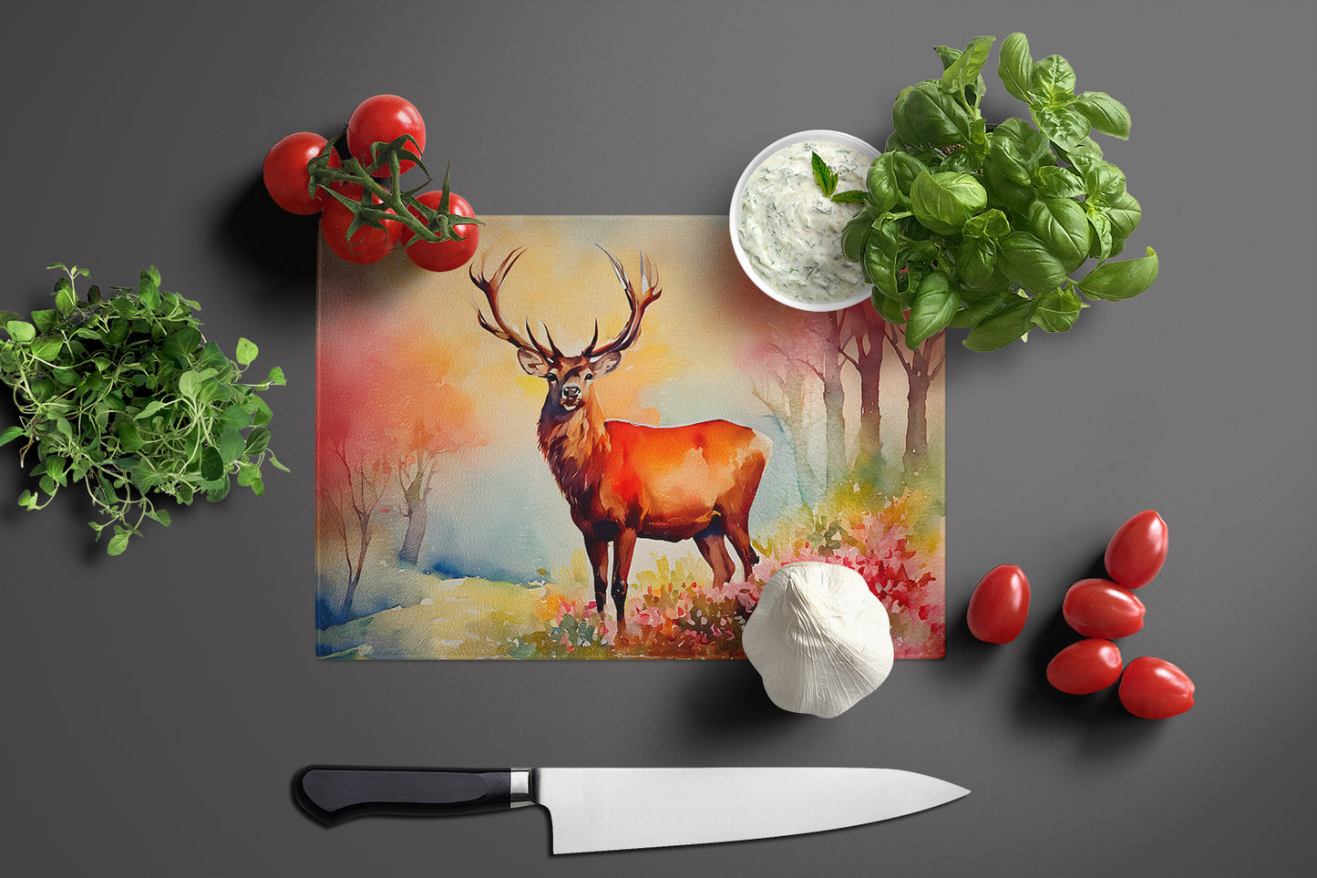 Deer Stag Glass Cutting Board