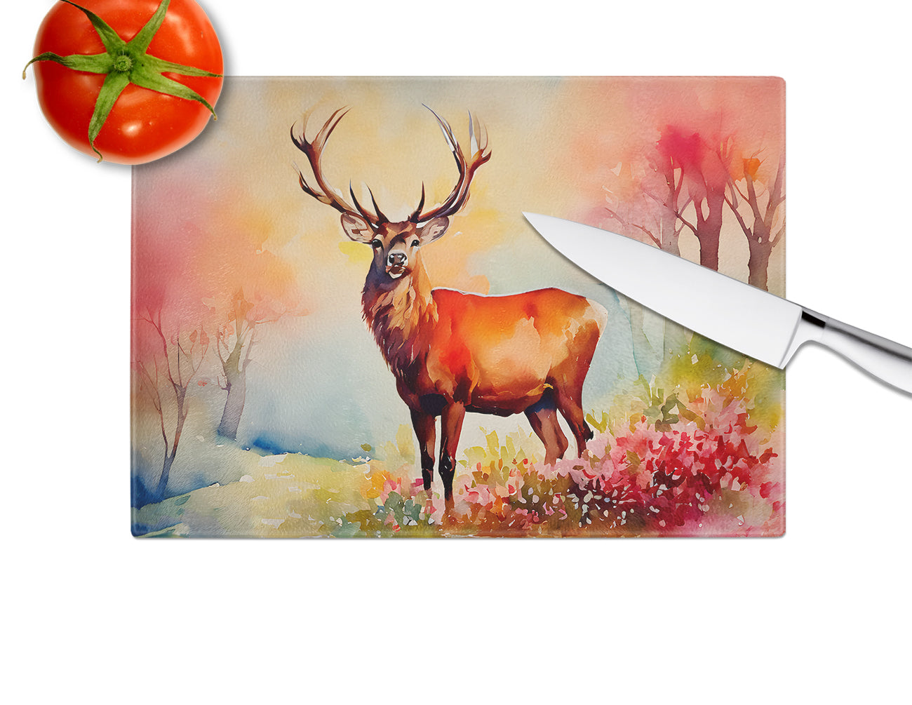 Deer Stag Glass Cutting Board