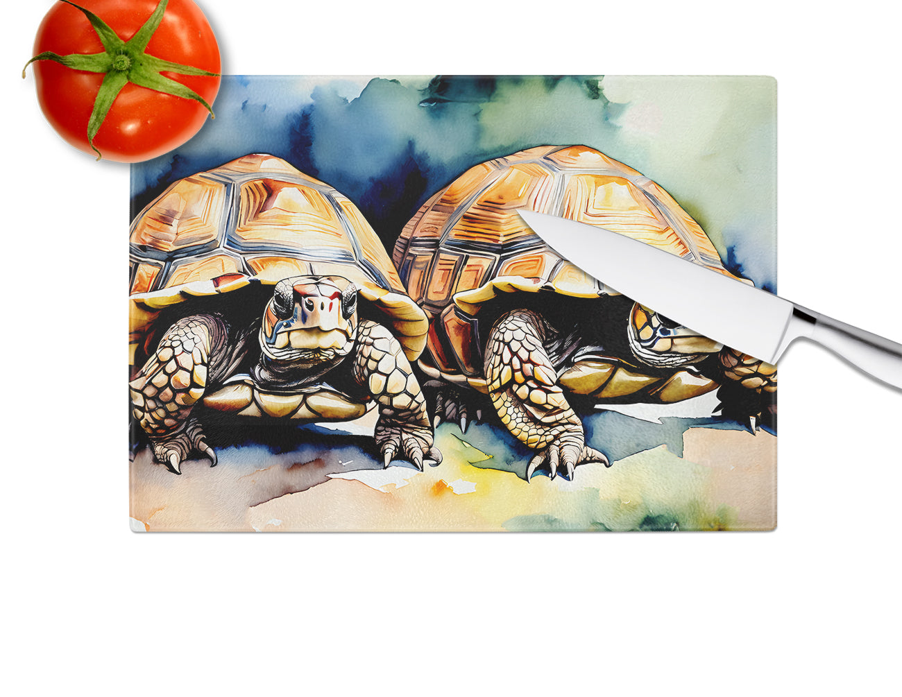 Turtles Tortoises Glass Cutting Board