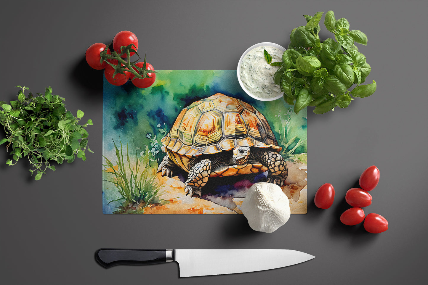 Turtles Tortoises Glass Cutting Board