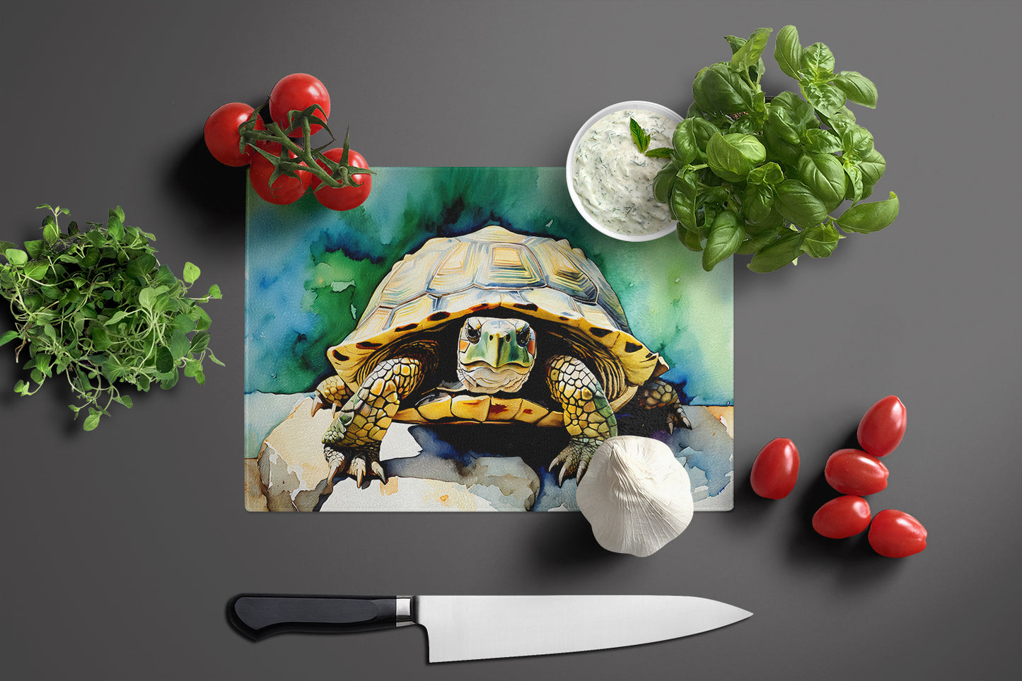 Turtles Tortoises Glass Cutting Board