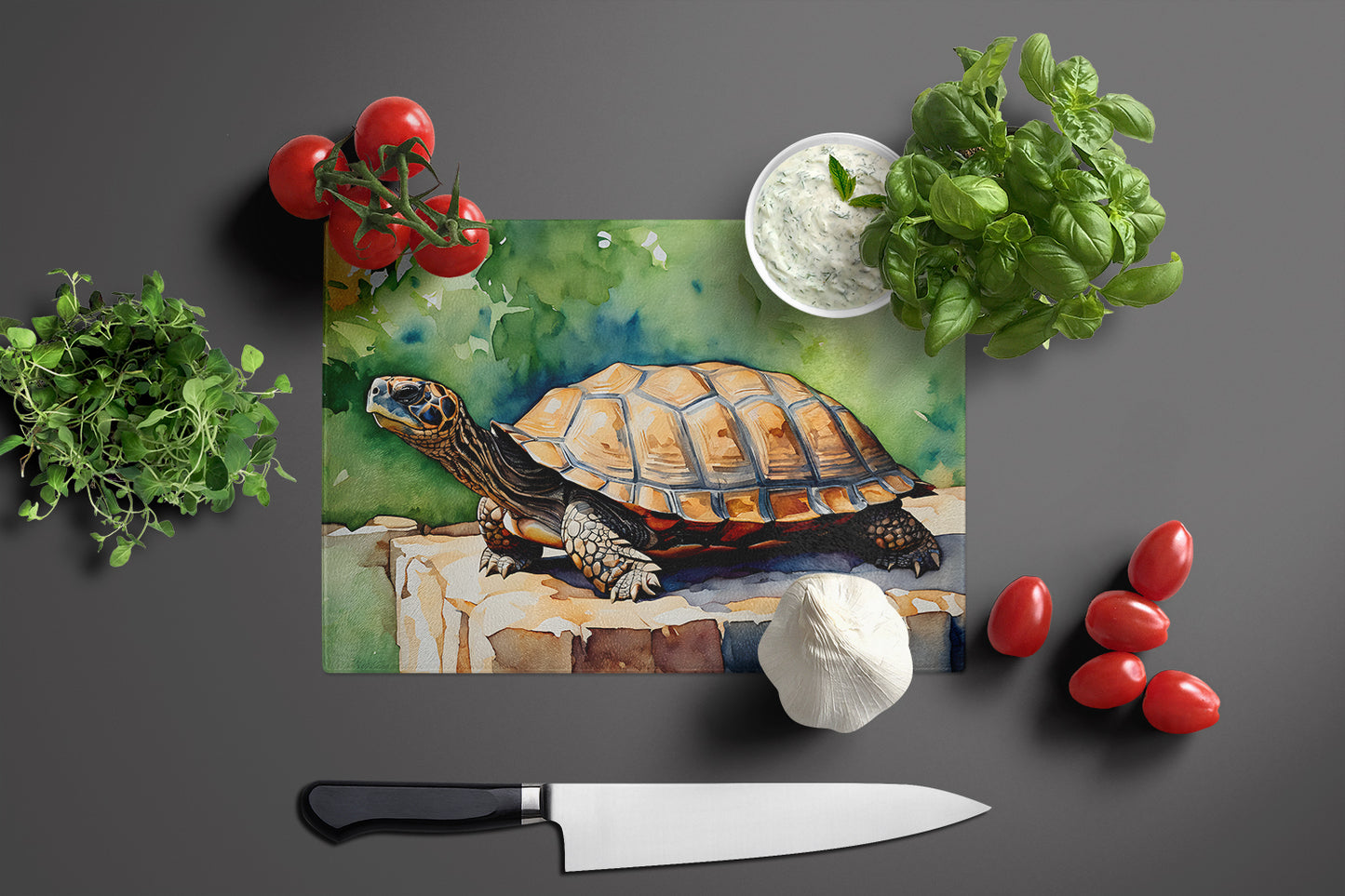 Turtles Tortoises Glass Cutting Board