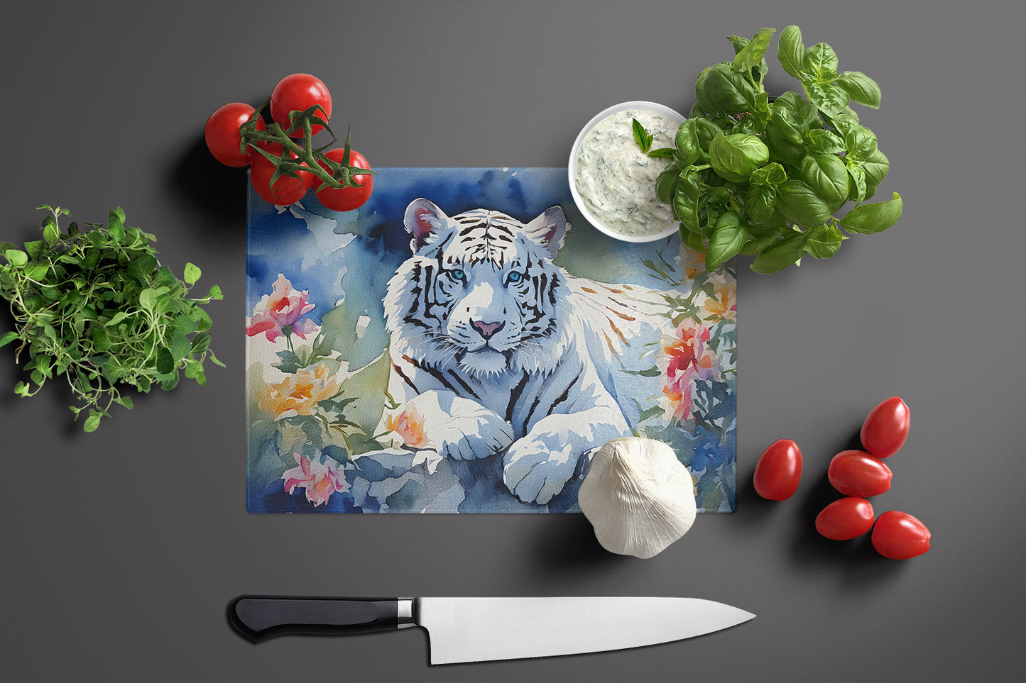 White Tiger Glass Cutting Board