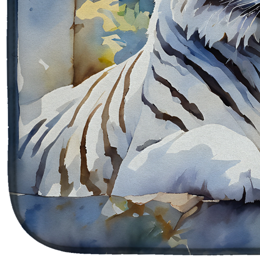 White Tiger Dish Drying Mat