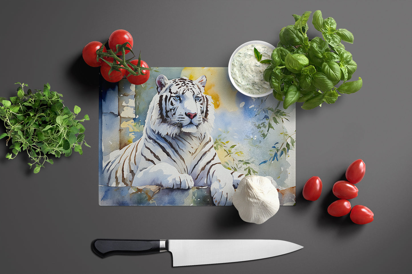 White Tiger Glass Cutting Board