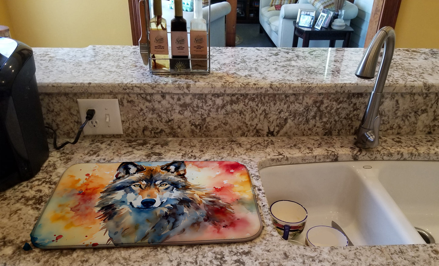 Wolves Wolf  Dish Drying Mat