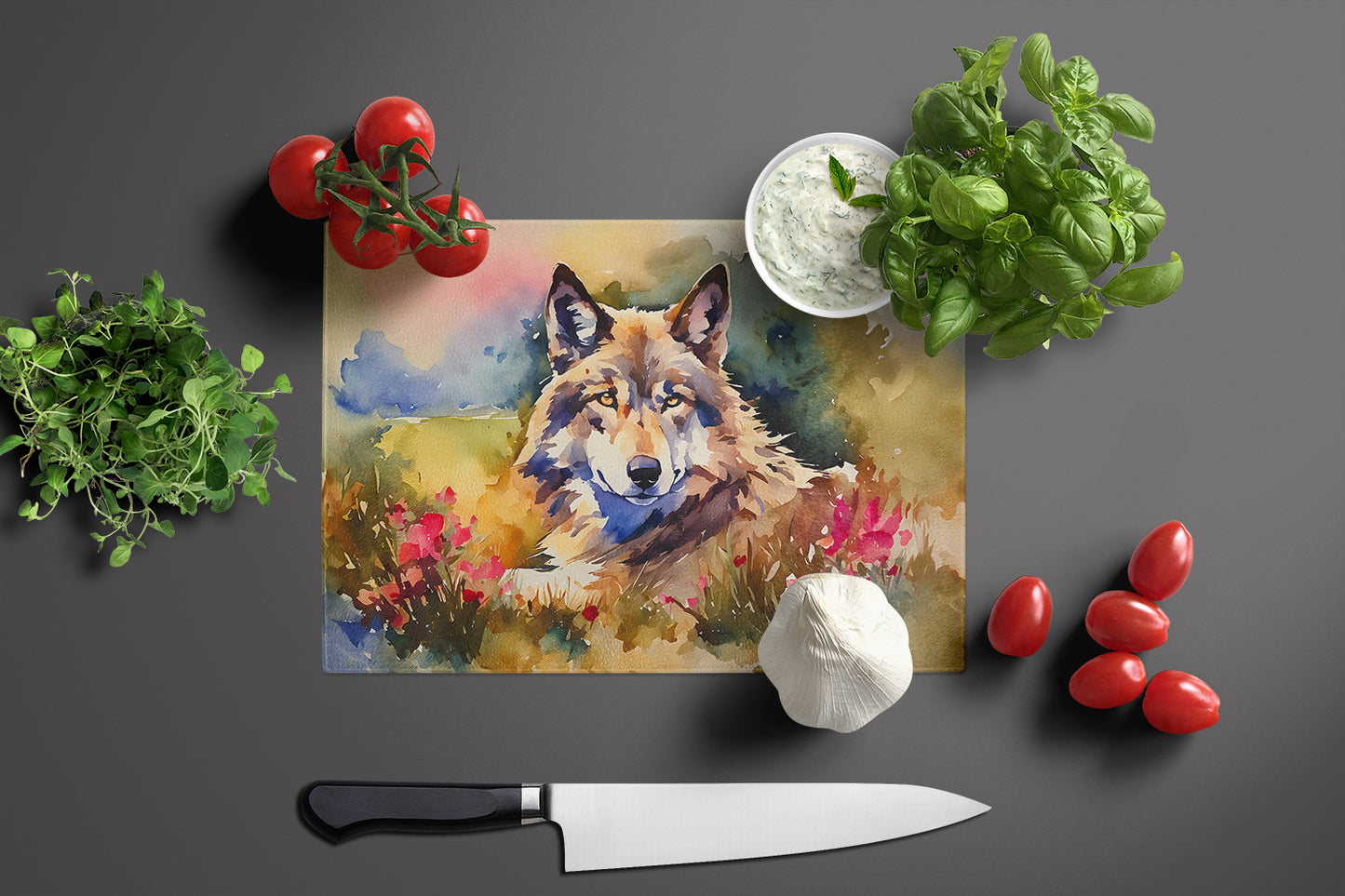 Wolves Wolf  Glass Cutting Board