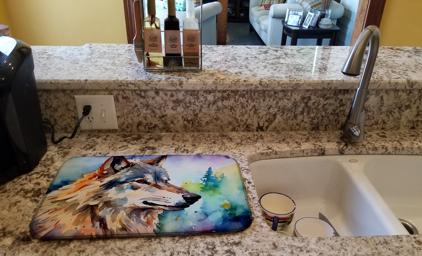 Wolves Wolf  Dish Drying Mat