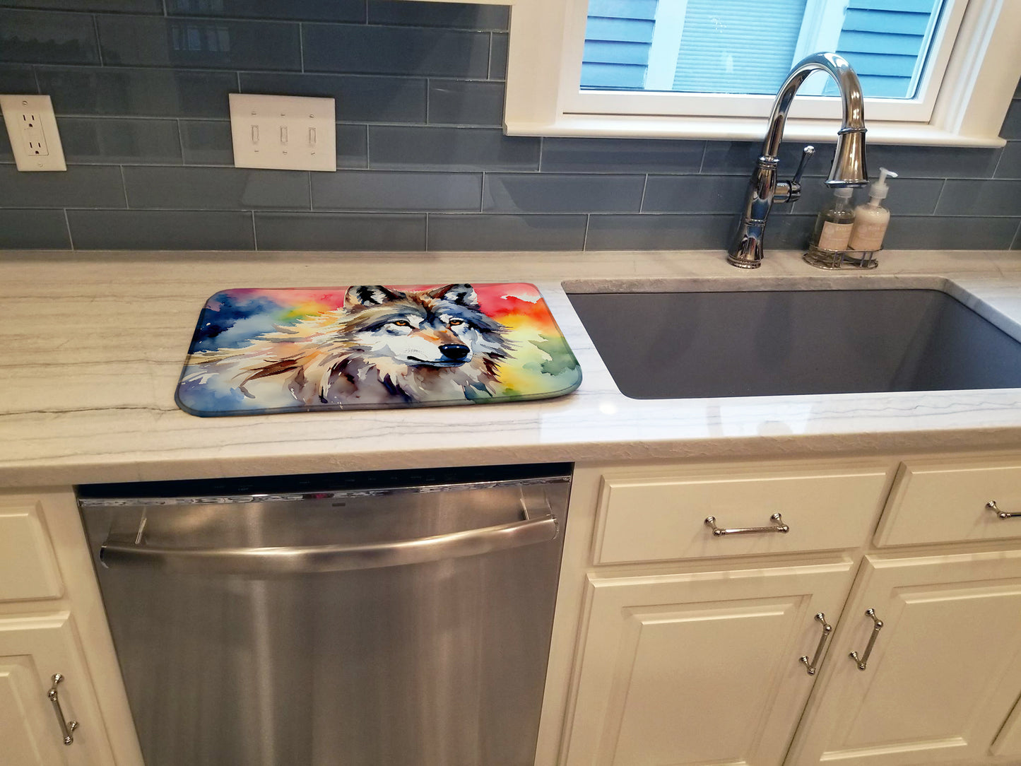 Wolves Wolf  Dish Drying Mat