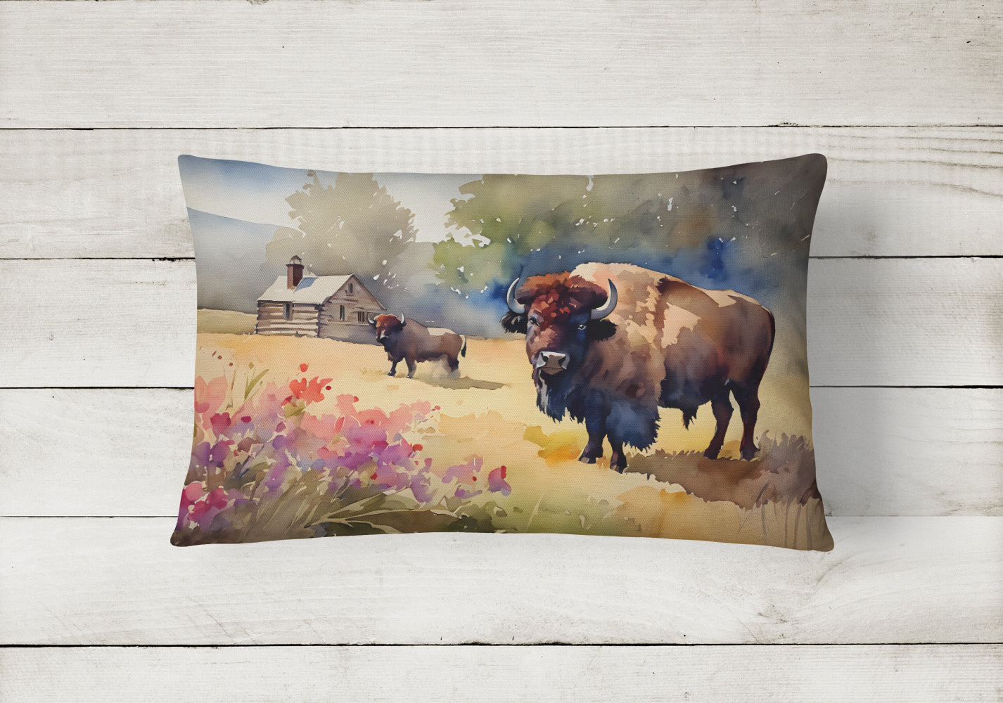 Wood Bison Throw Pillow