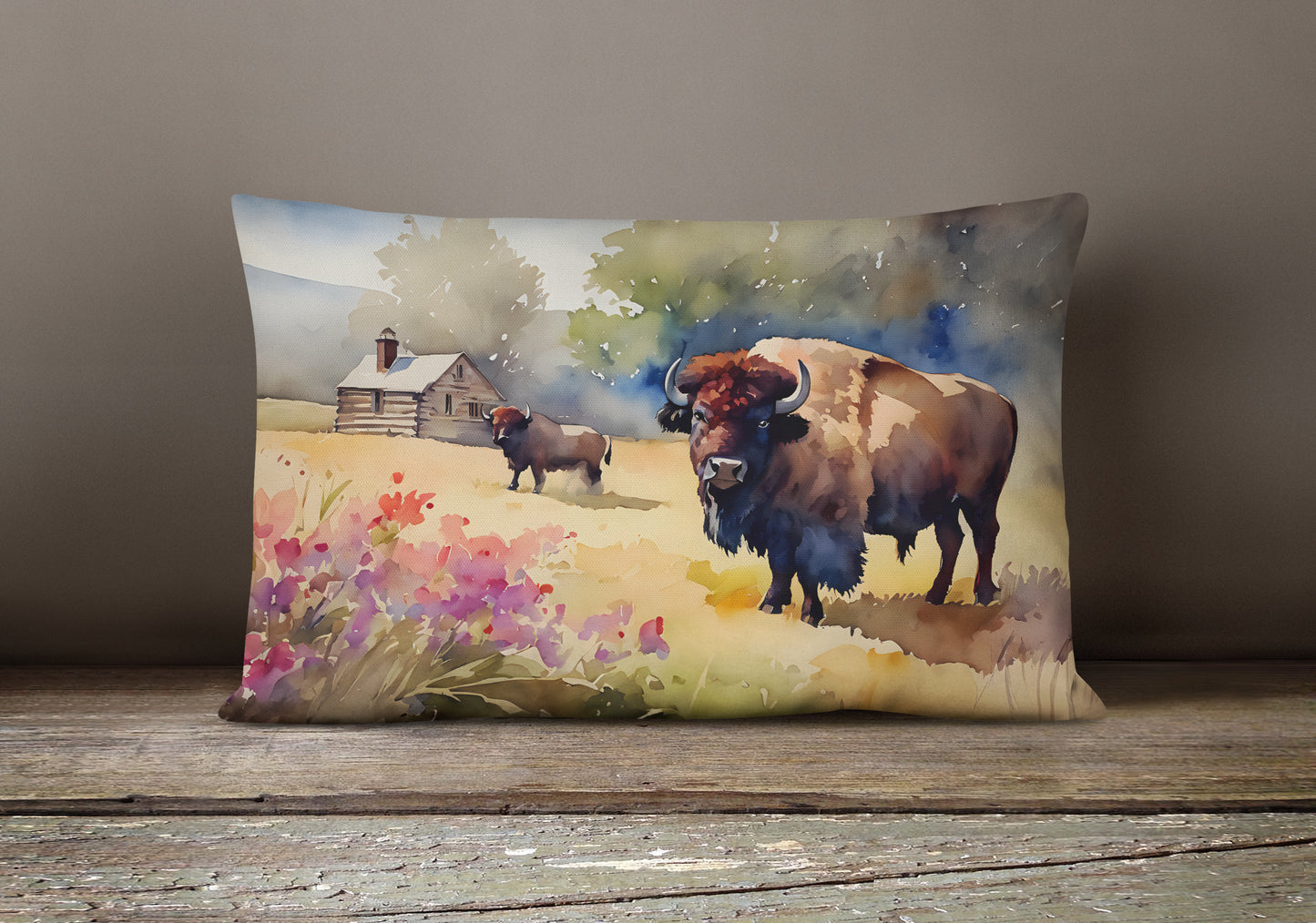 Wood Bison Throw Pillow