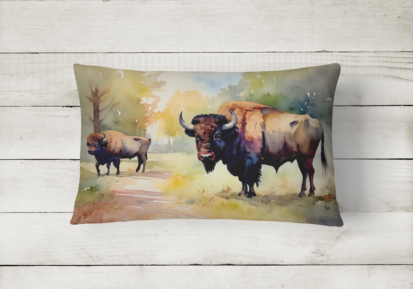 Wood Bison Throw Pillow