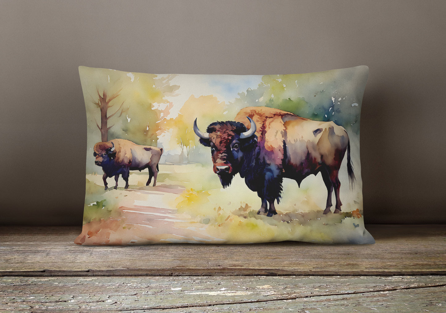 Wood Bison Throw Pillow