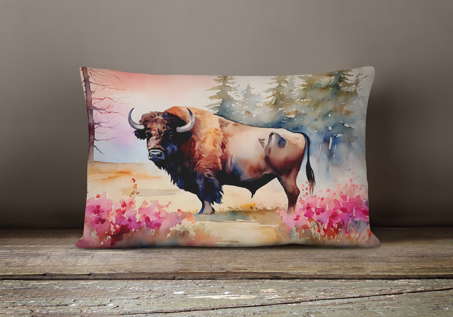 Wood Bison Throw Pillow